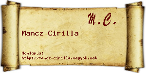 Mancz Cirilla névjegykártya